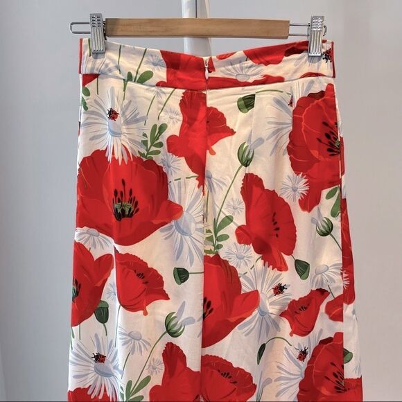 L’Atiste By Amy High Waisted Wide Leg Floral Cropped Pants size Small - Picture 5 of 15